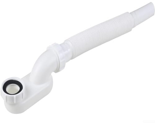 Bathtub Drain Pipe Kit G1-1/2 Flexible Flat P-Trap Drainage System for Freestanding Tub Low-Profile Space-Saving Design