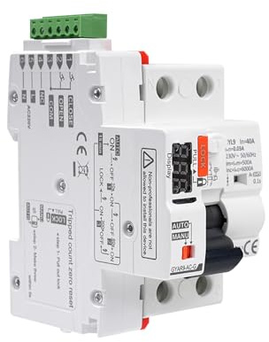 DEWIN Diferencial Auto Rearmable Con pantalla LED,2P 40A 230VAC Diferencial Superinmunizado Rearmable Diferencial Rearme Automatico RCCB Inteligente Interruptor de Protección de Bajo Voltaje(Type A)