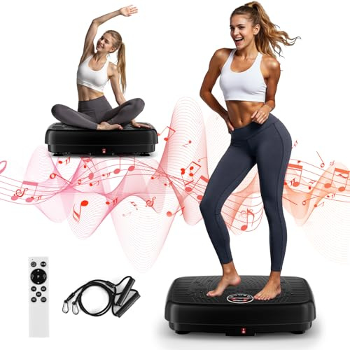 MOSUNY Plateforme Vibrante Perte de Poids, Plateforme Vibrante de Massage Lymphatique, Modèle 2025 Amélioré à Double Moteur Plaque Vibrante, Capacité de 204 kg, 1 à 120 Niveaux
