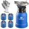Fornello Fornellino a gas da campeggio Kemper KE2008 Accensione PiezoElettrica e piattello Antivento, Kit con 4 Cartucce ricambio 1120S1 pronte all'uso e Guanti in nitrile