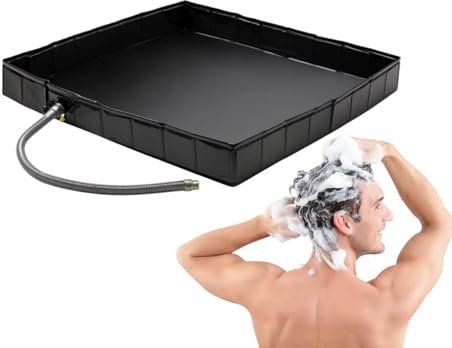 Plato De Ducha Portátil - Plato De Ducha Para Autocaravanas Con Agujero De Desagüe,Superficie Para Jardín Terraza Sauna Caravanas Mascotas Baño Exterior Fácil Montaje