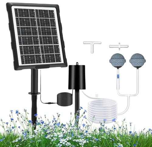 Aeratore per laghetto da esterno,Aeratore per laghetto solare | 3 modalità di lavoro, aeratore impermeabile con pietra d'aria per ciotola e acquario