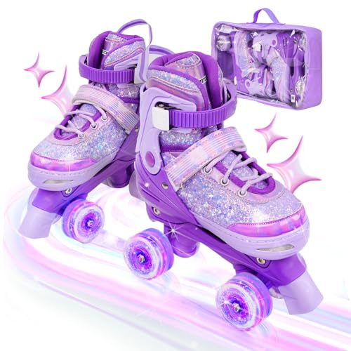 HolaDream Adjustable Kids Roller Skates with Light Up Wheels,Ages 3-12