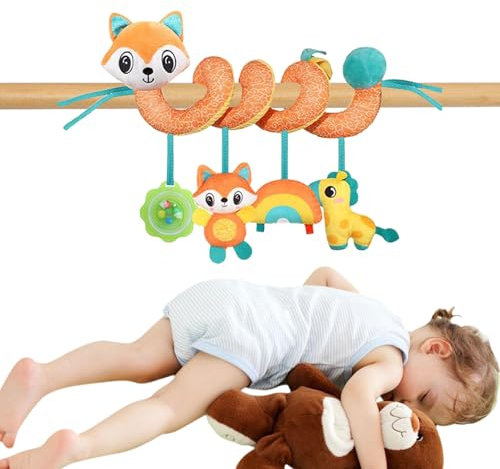 Knowlife Juguetes para Silla De Coche,Sonajeros para Portabebés | Adorno Sensorial De Peluche Colorido para Cochecito para Bebés De 0-3 Años Habilidades Cognitivas Unisex para Viajar Y Conducir