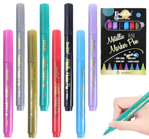 HABNI Lot de 8 Marqueurs pour Verre à Vin, Effaçables et Lavables, Feutre Pour Verre Effacable, Marqueur, Marqueur De Verre Réutilisable, Des Tableaux En Verre, Des Tableaux Blancs,8 Couleur