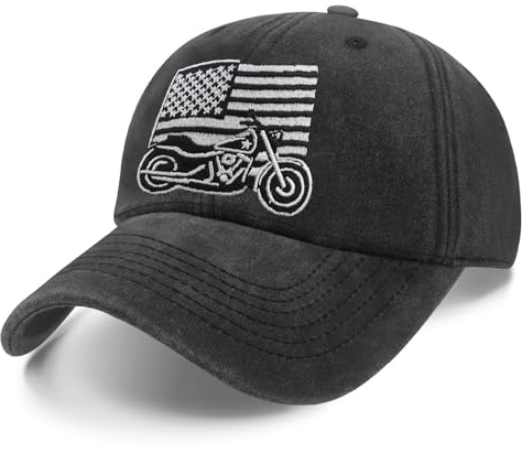 Biker Hat for Women Motorcycle Hat Adjustable Size Patriotic Baseball Cap Men Motorbike Biker Rider Lover Meets or Casual Outings