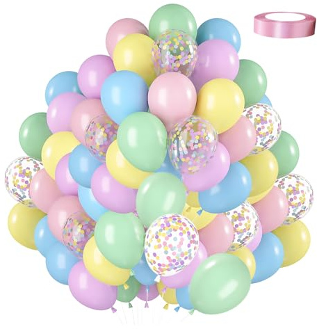 60 st pastellballonger pastellfärger, ballonger färgglada, ballonggirlang med snörband, lysande fest, dekoration, ballongdekoration för födelsedag, förlovning, babyparty, bröllop, familjefester