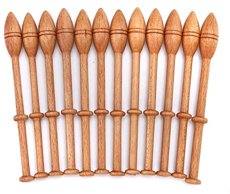 Pissente 12 St Trådbindare Trä Vintage Fransk Hantverk Virkningsverktyg Handstickning för Tröjor Hattar Halsdukar Vantar Strumpor med Glansig Finish för Nybörjare Mors Dag