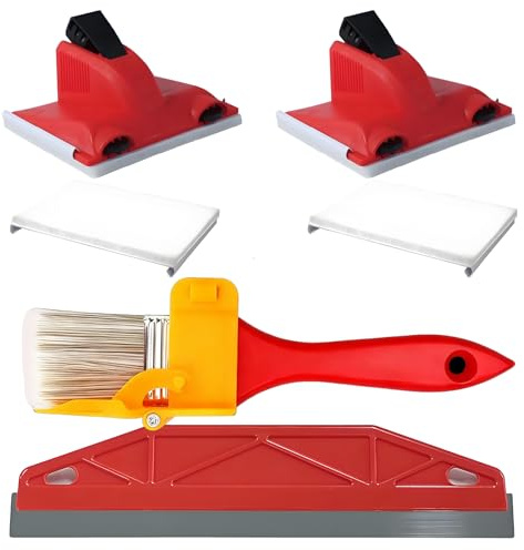 6 Pcs Paint Edger Tool Set, Multifunctional Cutting in Painting Kit with 2 Replacement Pads Paint Shield & Precision Edging Brush Nylon Bristles Accessories for DIY Wall Ceiling Trim & Edge Painting