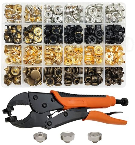 Botones Presión Metal 100 Piezas con Alicates, Sin Coser
