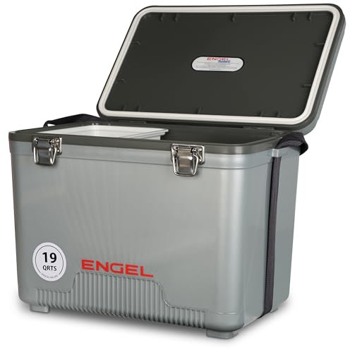 ENGEL Kühlbox 19qt (18 Liter) Auslaufsicher, Luftdicht, Tragbare, Kleine Kühlbox für Camping, Picknick, Wandern, Festival - Eisbox Ohne Strom für Männer & Frauen, 42 x 28,6 x 32,4 cm im Silber