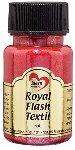 Ideen mit Herz Royal Flash Textil, Glitzer-Metallic-Farbe | hochdeckend, cremige Textilfarbe auf Wasserbasis | für helle und dunkle Textilien | 50 ml (rot)