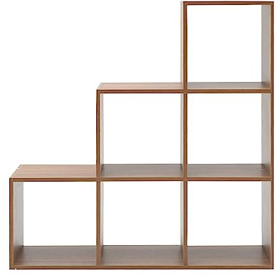 Rebecca Mobili Libreria da terra, scaffale a gradini marrone rovere, mdf, 6 scomparti, design moderno, organizzazione documenti oggetti - Misure: 97,5 x 97,5 x 29 cm (HxLxP) - Art. RE6044