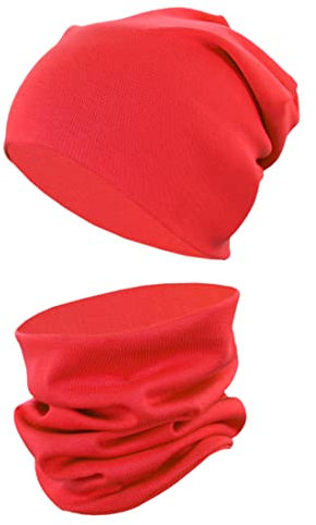 TupTam Mütze und Schal Kinder Set – Weiches Schal Mütze Set Kinder für Herbst und Winter, Farbe: Rot, Größe: 52-56