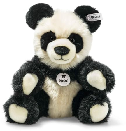 Steiff Kuscheltier Manschli Panda, Süßes Stofftier mit Kunststoffaugen, Kinder, Jungen & Mädchen, Plüschtier 24 cm, Weiß, 060021