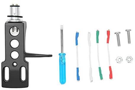Porta Testina per Giradischi, Supporto per Stilo in Vinile Testina per Fonografo Porta Stilo per Giradischi Universale Supporto per Testina Fono per Giradischi LP Sostituzione con 4 Cavi(Nero)