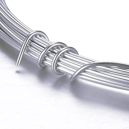 Perlin Aluminiumdraht Schmuckdraht Biegedraht Alu-draht Basteldraht Perlendraht Dekodraht Lackdraht Blumendraht Modellierdraht 12m 1mm (Antik Silber)