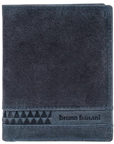 bruno banani kleine Geldbörse im Hochformat Echt Leder Herren RFID Geldbeutel, Brieftasche aus Rindleder, Herrenbörse 2-Fach klappbar, 8 Kartenfächer, Münzfach blau 021755
