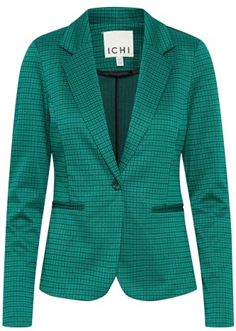 ICHI IHKATE - Blazer Corto da Donna, con Colletto Elasticizzato e Risvolto, Verde cadmio (185424), XS