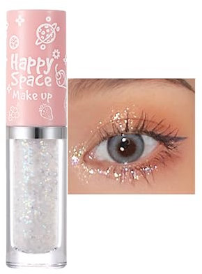 OKAQEE Glitter Eyeshadow - Shimmer White Cream Stick Diamond Liquid Blendable Sparkly Eye Make-up Long Lasting Waterproof Highly Pigmented Quick Drying (White Broken Diamond), Pack of 1