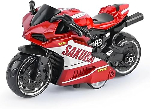 OCDSLYGB Kids PVC Pull-Back Street Machine Model Motorbike - Red, 3 Years +