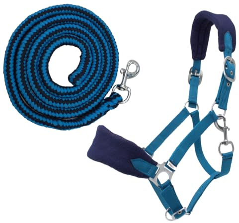 PFIFF 103103 - Set di 3 cavezze Sunny, con cavezze, Maglia e Frange, Personalizzabili, Colore: Blu Chiaro, Full