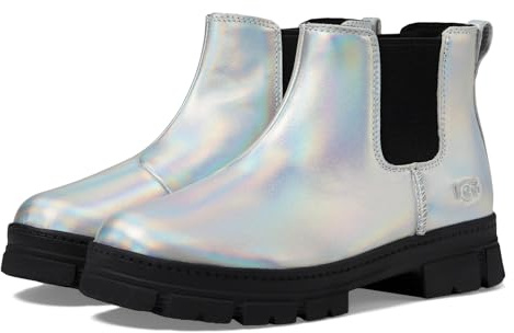 UGG K Ashton Girls' Chelsea Shine Boot, silver, 3 Little Kid