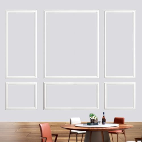 Gaahing 6 juegos de molduras de pared decorativas prefabricadas, paneles de revestimiento precortados, molduras de guardasillas listas para ensamblar para decoración de interiores, Estilo 2, 6 Marcos