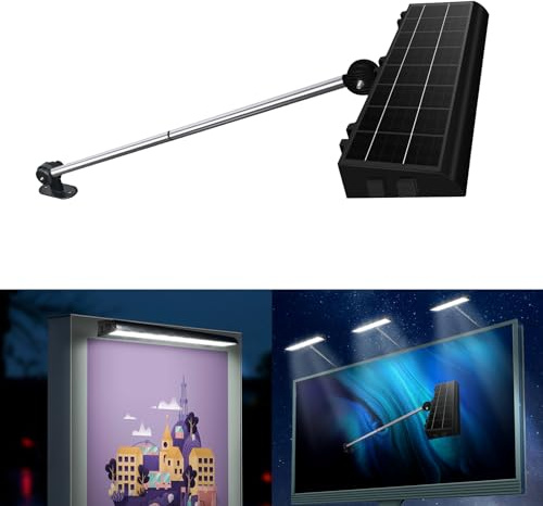 Solar Sign Lights Outdoor Waterproof 232 LED Super Bright Billboard Light with Mounting Braket 8000 mAh Commercial Solar Lights for Wall Real Estate Business Yard Sign Advertising Lighting (Black)
