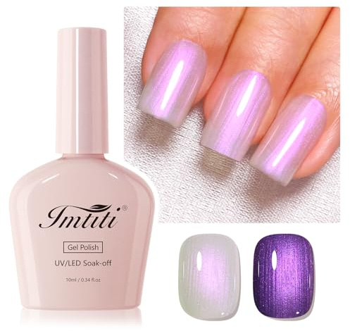 Imtiti Pearl Gel Nail Polish, 1Pcs White to Pink Glitter Shimmer Soak Off UV LED Gel Polish, Long Lasting, Manicure Salon DIY at Home for Spring and Summer (0.34 Fl Oz-962)