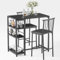 Xbro Bartisch Set 3-teilig, Bartisch mit Barhocker Set Küchentisch mit Stühlen für Küche, Esszimmer, Bistro, etc. Esstisch und 2 Stühle mit Rückenlehne und Polsterung (Schwarz)
