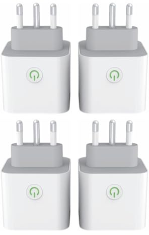 Wiby Smart Plug WiFi 16A (3680W) con Monitoraggio Energetico ±1%, Controllo Manuale ON/OFF, Cavo 1,5 m H05VV-F, App Smart Life/Tuya, Compatibile con Alexa e Google Home, CE/IMQ/RoHS, IP20, 4 unità