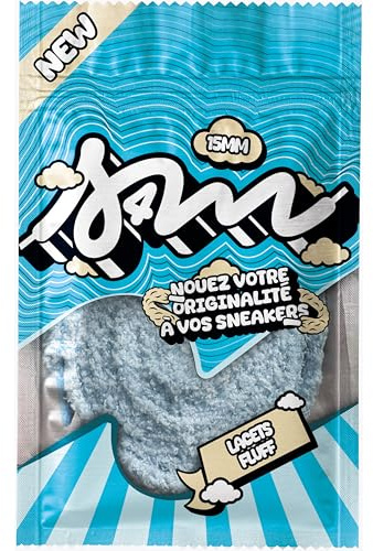 S4M Lacets Fluffy Large Bleu / 100cm et 120cm / Lacets Peluche Prenium pour Sneakers, Baskets/Lacet Moumoute, Lacet Larges pour Jordan, Nike, Adidas, Asics