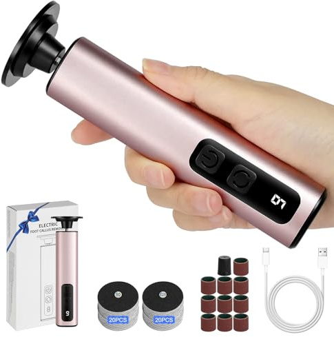 HOTUT Râpe à Pieds Pédicure Electrique, 2-en-1 Électrique pour Pieds, Anti-callosité Lime Pieds Electrique pour Corne, Ongles 9 Vitesses Réglables, avec Remplacement, pour Femmes Hommes Pédicures
