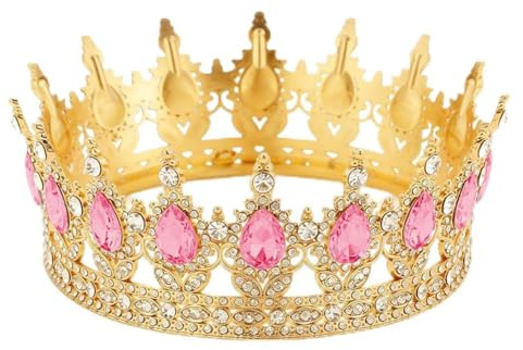 Födelsedagskrona för tårta och flickor, prinsesskrona med 4 tårtdekorationer – födelsedagsdrottning, tårtdekoration, set av kristall för födelsedagsfest, 15 cm