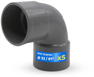 DOJA Barcelona Codo PVC Hembra-Hembra 87º - Pack 5 - Ø 32mm - Instalación Rápida y Sencilla - Compatibilidad Universal en Tuberías de Agua, Durabilidad y Resistencia, Codo Evacuación 87º