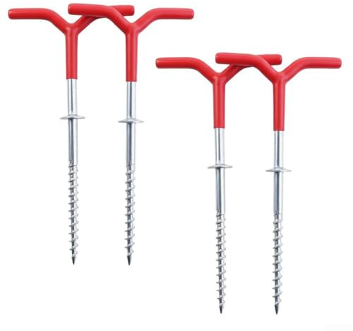 Zeroupshop Ensemble d'équipement de pêche sur glace avec 4 clous à glace en acier et outils d'ancrage conçus pour une fixation sûre des tentes et des bâtons sur les surfaces de glace en hiver