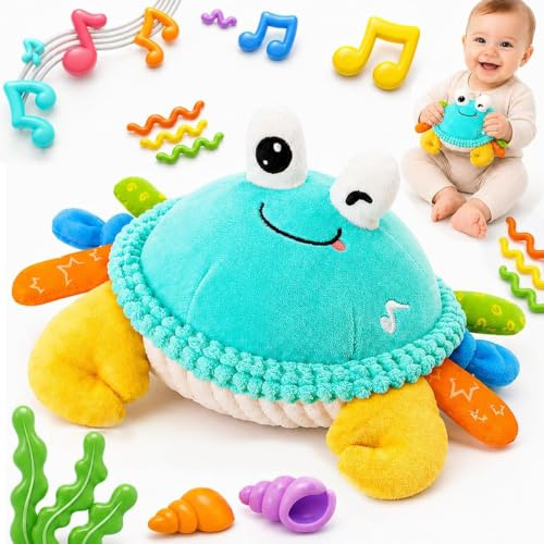 Innofans Crawling Crab Toy - Interactive Musical Plush Sensory Toys with Record&Repeat, Bouncing Dancing Moving Tummy Time Toys for Infants Toddlers, Gifts for 6 12 18 Months 1 2 3 Year Old Boys Girls