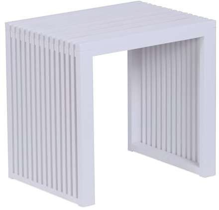 Relaxdays Banco de bambú Moderno para Cocina, vestidor, Pasillo, baño y Dormitorio, 43x45x33 cm, Blanco
