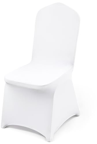 VEVOR Stuhlhussen aus Polyester-Spandex Weiß, Abnehmbare & Waschbare & Dehnbare Stuhlüberzüge, Universell Passend für Esszimmer Partys Hochzeiten Bankette, Stuhlhüllen Stuhlbezüge (53)