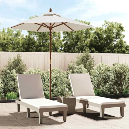 Mokuyary Parasol de Jardin avec mât en Bois Sable 196x231 cm, Parasol de Extérieur pour Terrasse, Piscine, Plage, Restaurants, Balcon