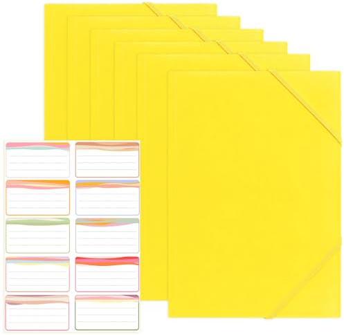 6 Pièces Chemise Elastique, Pochette Elastique A4, Chemise a Rabat Plastique, Pochette à Rabat avec Élastique, Dossier a Rabat, Idéal pour l'Organisation et l'Archivage de Documents