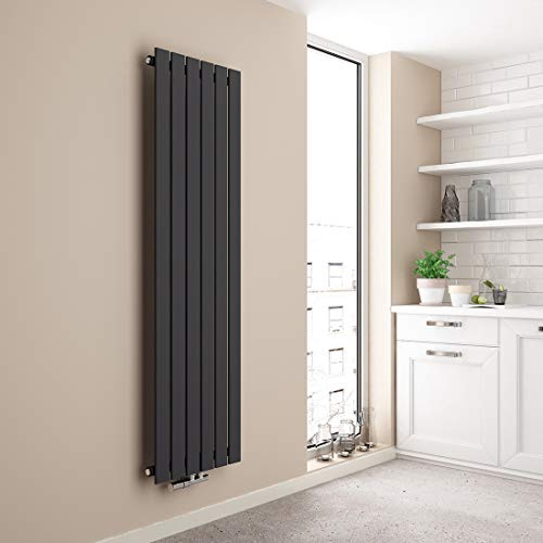 EMKE Radiateur vertical, radiateur design panneau 1600 x 460 mm, anthracite, plat, monocouche, raccordement central chauffage 850 W