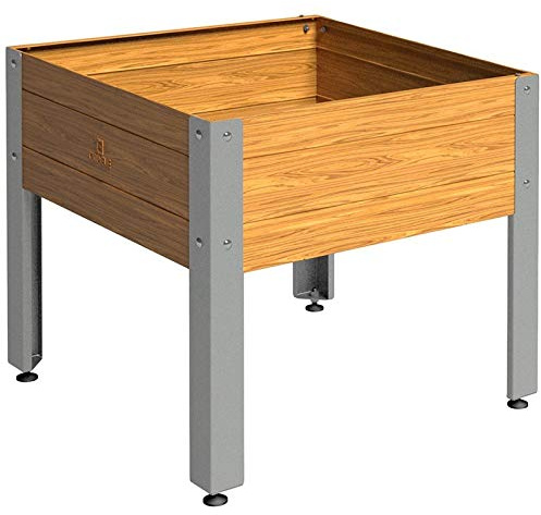 Suinga Mesa DE Cultivo Acero Galvanizado Efecto Madera. Largo 72cm x Ancho 72cm x Alto 65cm. Modelo Amsterdam Fabricado con Productos Capacidad para 134 litros sustrato o abono.