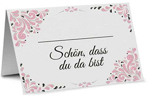 Partycards Tischkarten Geburtstag, Tischkarten Hochzeit, Tischdeko Hochzeit, Hochzeitsdeko Tisch - 50 Stück, Namensschilder, DIN A7, Platzkarten Kommunion, Namenskarten Konfirmation, Taufe