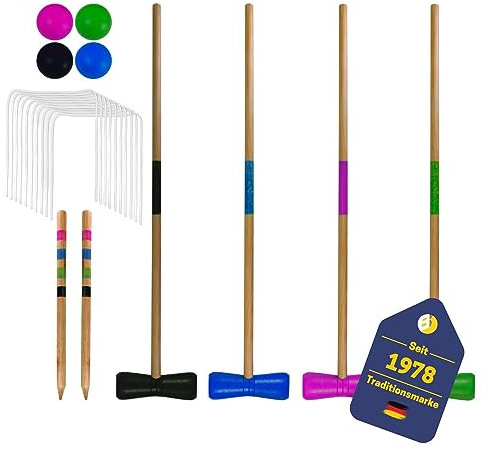 BEST SPORTING Crocket Set I Krocket Erwachsene & Kinder I Mit Schläger, Kugeln, Tore, Markierungspfähle I Outdoor Spiele für Erwachsene I Gartenspiele für Kinder I Croquet Set Erwachsene (58 cm)