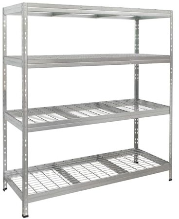 Master Regale Rivet Schwerlastregal mit Stahlgitter-Boden 180x150x60cm(HxBxT) 4 Böden 250 kg pro Boden verzinkt