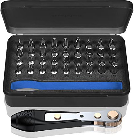 Steinwhale 37tlg. Magnetisch 1/4 Ratschen Schraubendreher, Bits aus S2 Stahl, Umschaltknarre 36 Zähne, winkel 90 grad winkelschrauber