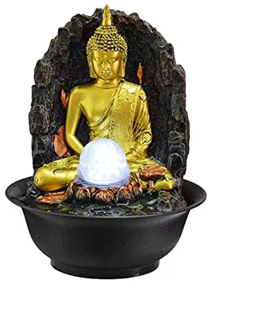 ULTRAWAVE Small Fountain Flowing Water Fountain Desktop Ornaments Feng Shui Ball Wheel Living Room Humidifier Home Buddha Statue Office Water Feature Indoor Fountain