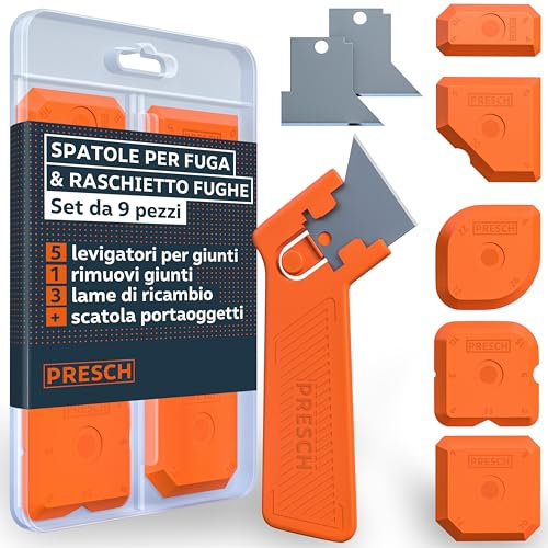 Presch Alisadores de juntas incl. Rascador de juntas - 6 pzs con caja - Juntas perfectas gracias a bordes extremadamente rectos - Perillas especiales para facilitar la recogida - Ideal para selladores